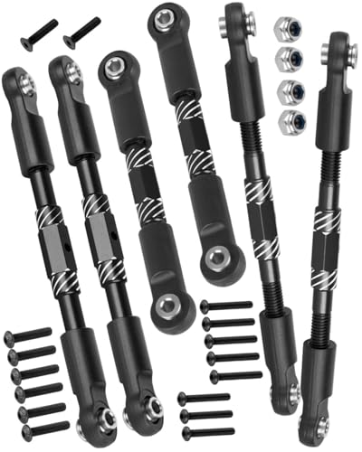 RC Aluminum Turnbuckles Camber Links Upgrades Part for 1/10 Slash/Rustler/Stampede/Hoss,1/8 Jato 4X4 4WD VXL,Turnbuckles Camber Links Hops Up,Black (#9027#9028#9029) - color: Black-(for 1/10）