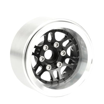 4PCS 1.9" Beadlock Wheel Rims Offset-10mm Aluminum Alloy Metal Wheel Hub for 1/10 RC Rock Crawler Car for Axial SCX10 TRX4 TRX6 D90 D110 Upgrade Accessories (Black) - color: Black