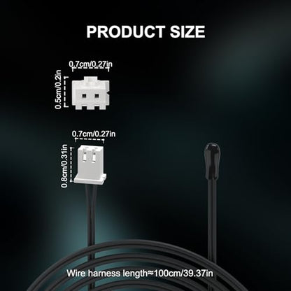 DROK 10K Temperature Sensor Probe 5pcs, 1 Meter Waterproof Epoxy Resin NTC Temp Sensor Probe for Various Water Dispensers, Air Conditioners, Refrigerators, Freezers, Water Heaters, Dishwashers