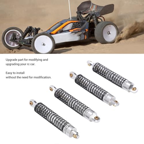 Aramox RC Shock Absorbers, 59mm Threaded 18 Adjustable Shock Absorbers Oil Damper for 1/18 RC Crawler Silver