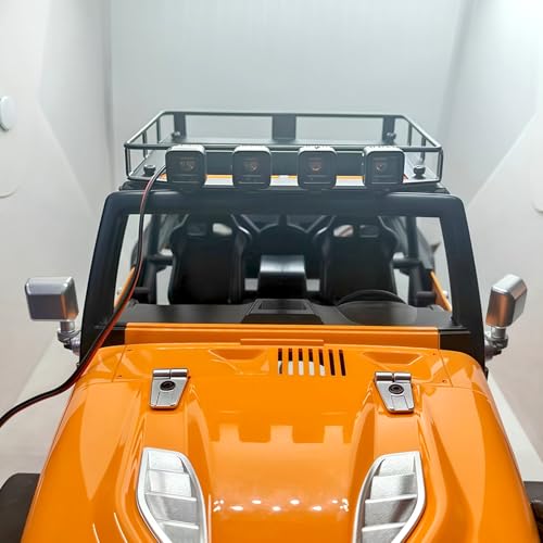 Scale RC Roof Rack, Cross Bars Metal Roof Rack with Prewired 4 Lights Protective Grilles for MJX H12Y 112 Offroad RC Crawler