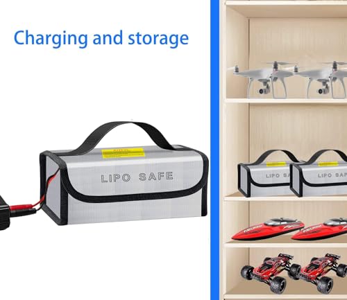 2PCS 230x80x100mm Lipo Battery Safe Bag Fireproof Charging Bag for RC Lipo Battery Pack Storage Charging Transport, Home Office Travel Lipo Safe Storage Pouch - size: 230x80x100mm (2 pcs)