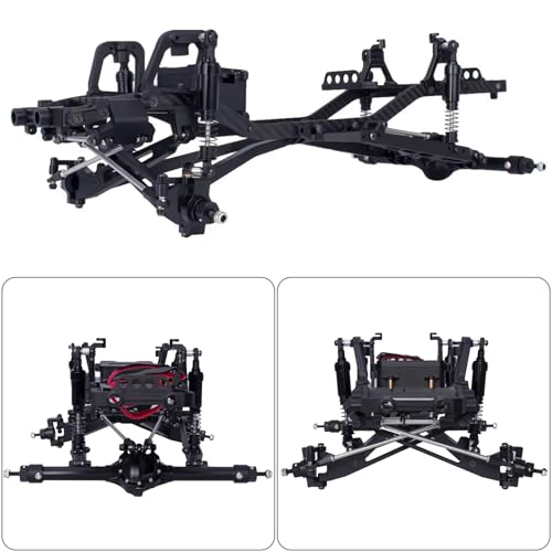Twin I-Beam 2WD Pre-Runner CNC Aluminum Chassis Kit for 1/10 RC Crawler Axial SCX10 I II III Pro TRX4 Capra Upgrades (Black) - color: Black