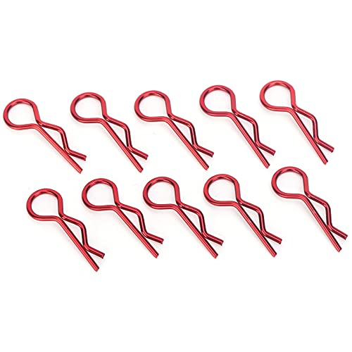 Qiilu Durable RC Body Clips for 1/5 1/6 /8 /10 RC Car - 10Pcs Metal Shell Clip Pins, Teardropshaped Pull Tabs (Red) - color: Red