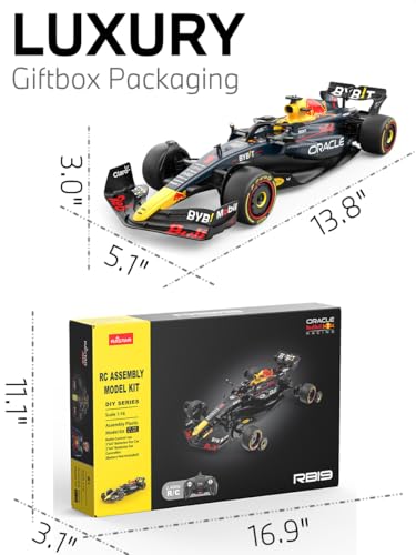 RASTAR Build Your Own RC Car RedBull F1 Kit with Remote, Motor & DIY Decals | Officially Licensed, Ideal Gift, 55PCs 1/16 Scale Formula 1 Model Car Building Kit for Play & Display, 92600