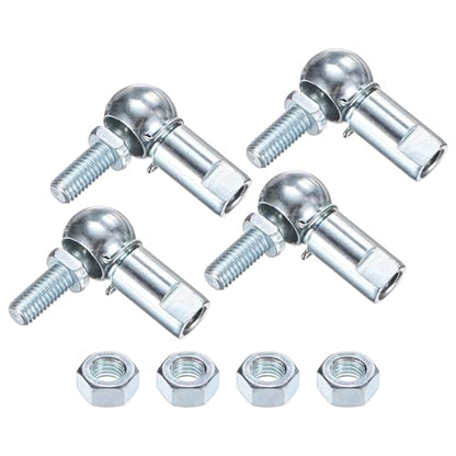 M METERXITY 4-Pack CS10 Ball Head Rod End Bearing, M6x1.0 Right Male Thread and Left Female Thread Self-lubricating Carbon Steel Angle Ball Joint Socket End Fitting for Automotive - size: M6x1.0, style: Left Thread