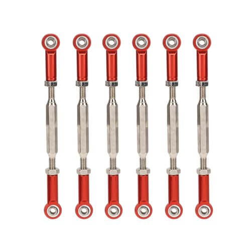 RC Adjustable Push Rods 88mm | Red Aluminum Alloy, Turnbuckle Linkage, 1/10 1/8 Buggy Upgrade Parts, 6Pcs