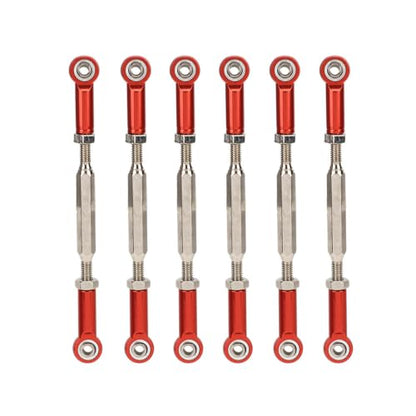 RC Adjustable Push Rods 88mm | Red Aluminum Alloy, Turnbuckle Linkage, 1/10 1/8 Buggy Upgrade Parts, 6Pcs