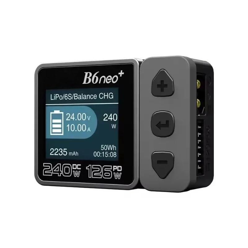 B6 neo B6neo+ 240W Smart Charger 10A PD 126W for RC Helicopter, Aircraft Li-Polymer/Life/Li-Ion/NiMH/NiCd/Lead Batteries (Grey) - color: Grey