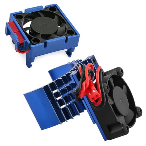 Aluminum Heatsink Plastic RC Motor ESC Cooling Fan Set 6-8.4V High RPM for TRAXXAS VXL-3S Slash/Rally/Bandit/Stampede 2WD 4WD RC Car (Blue) - color: Blue