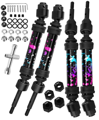 RC Drive Shaft CVD Axles Upgrades Part for 1/10 Slash VXL 4X4,Rustler VXL 4X4,Stampede VXL 4X4,#45 Steel Front Rear Driveshaft with Hex,Colorful - color: Colorful - Upgrades