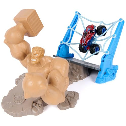 Monster Jam Marvel Spider-Man, Sandman City Battle Monster Truck Playset | Exclusive 1:64 Spider-Man, Rotating Sandman Obstacle, Sling-Powered Launcher, Pretend Play Gifts for Kids Ages 3+ - style: Spiderman City Playset