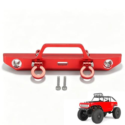 1/24 RC Car Front Bumper, Aluminum Alloy Metal Bumper Upgrade Parts Accessories with 2 Screw for SCX24 90081 RC Crawler Car (Red) - color: Red