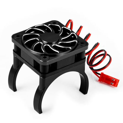 Cooling Fan 35mm Motor Heatsink for Tra-xxas Mini Maxx/Slash/XRT | VXL 3S 1:8 Jato 2S 4S 1:16 Black Aluminum Alloy Upgrade Parts - color: Black