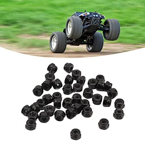40Pcs RC Wheel Lock Nut Iron M2.5 Hex Accessory Set Kit for 1/18 Climbing Car - and (Black)