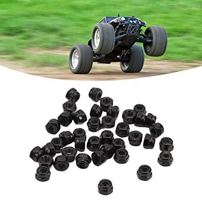 40Pcs RC Wheel Lock Nut Iron M2.5 Hex Accessory Set Kit for 1/18 Climbing Car - and (Black)