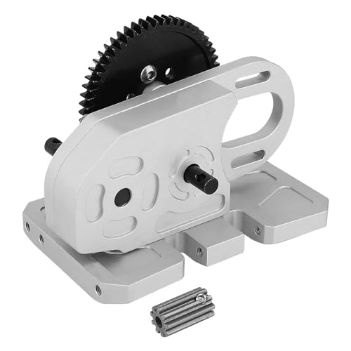 Heavy Duty LCG 2 Low Differential Gearbox Transmission with Gear Skid Plate for 1/10 RC Crawler Axial SCX10 I II III Capra TRX4 Upgrade Parts (Silver) - color: Silver