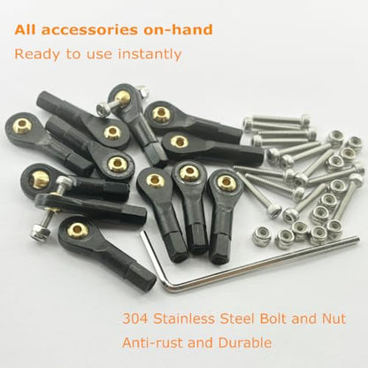 12Pcs M2 Lever Steering Linkage Tie Rod End Ball Head Joint Rod Ends for RC Airplane KT Model Plane Parts with Screw and Nut