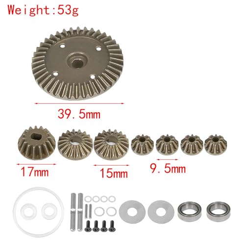 Metal Differential Gear Set Universal for Both Front and Back for Tamiya XV-02/TT-02/MB-01/XM-01/BT-01 1/10 RC Car Upgrade Parts Accessories (2 Sets of Gears) - color: 2 sets of gears