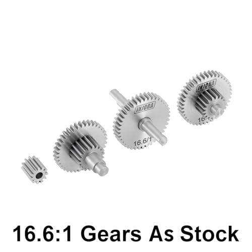 INJORA Stainless Steel 16.6:1 Transmission Gear Pinion Set for 1/18 TRX4M - size: 16.6:1