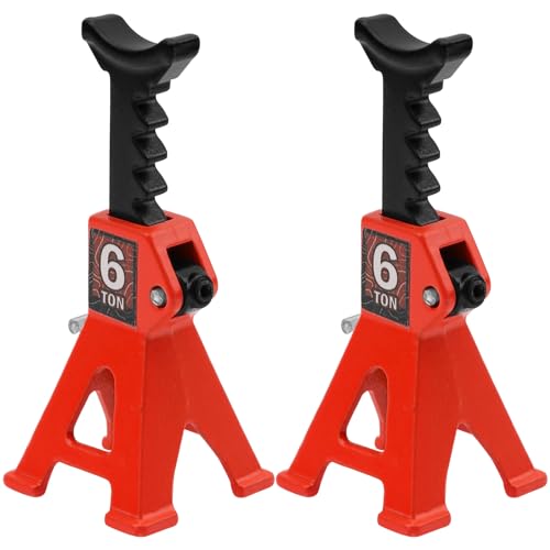 4Pcs ShareGoo 1/24 RC Scale Toy Decoration Metal RC Mini Toy Jack Stands Simulation Compatible with 1/18 1/24 RC Crawler SCX24 AX24 TRX4M FCX24 RC Crawler Car (Red) - color: Red
