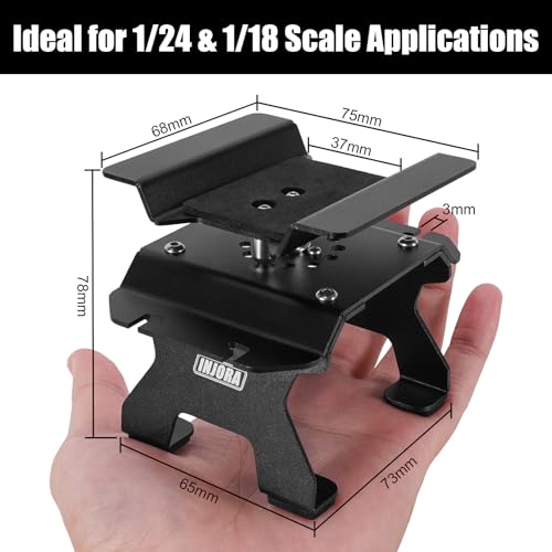 INJORA Aluminum 80g RC Car Stand with Shock Holder for 1/24 1/18 RC Crawler Upgrade(Black) - color: Black