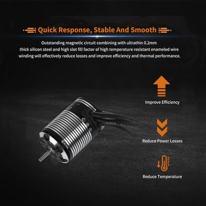 XC E3652 Sensored Brushless Motor for RC Car,2-3S Lipo,IP67 Water Proof,Applicable to:1/10 On-Road,Off-Road,Short Course(Light Load) (4100KV) - style: 4100KV