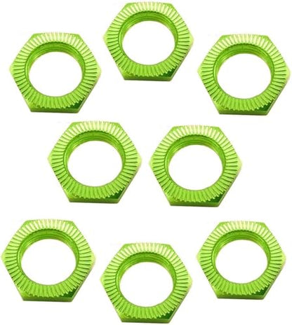 8 pcs Aluminum RC Wheel Nuts 17mm Thread 1.0mm for ARRMA HSP AXIAL FS HIMOTO Redcat Upgraded Hop-Up Parts (Green) - color: Green
