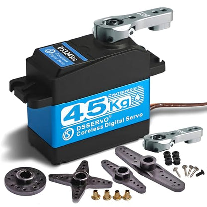 45KG Servo 1/10 Steering Servo High Torque Coreless RC Steering Servo Motor with Stainless Steel Gear Waterproof for 1/8, 1/10, 1/12 Scale Cars and DIY Projects (DS3245SG-270 Rotation) 5V-8.4V