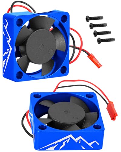 Heatsink High Speed Motor Cooling Fan 28000RPM,30MM Heat Sink with 4.8-8.4V Cooling Fan Upgrades Part for 1/10 1/8 Brushless Motor RC Car 36 42 Series 3660 3650 3670 540 F540 550.Navy Blue - color: Blue(2PCS)