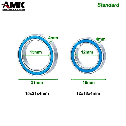 39Pcs TRX4 Metal Ball Bearings Kit, Rubber Sealed Axial SCX10 Bearings Set for 1/10 RC Crawler 92076-4 82046-4 Bronc TRX6 Slash UDR Tamiya TT-02 Semi