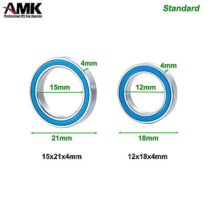 39Pcs TRX4 Metal Ball Bearings Kit, Rubber Sealed Axial SCX10 Bearings Set for 1/10 RC Crawler 92076-4 82046-4 Bronc TRX6 Slash UDR Tamiya TT-02 Semi