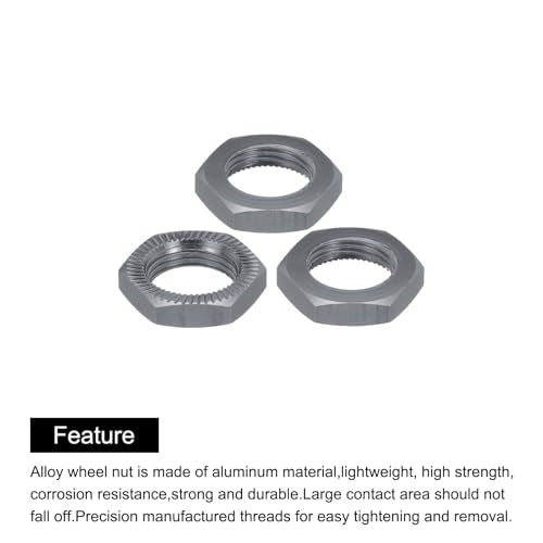 MECCANIXITY Aluminum 17mm RC Wheel Nut Thread M12x1.0mm Hex Wheel Nuts RC Wheel Nut for 1/8 RC Model Car Trucks Off Road Car Upgraded Parts Pack of 4(Bright Gray) - color: Bright Gray