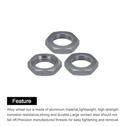 MECCANIXITY Aluminum 17mm RC Wheel Nut Thread M12x1.0mm Hex Wheel Nuts RC Wheel Nut for 1/8 RC Model Car Trucks Off Road Car Upgraded Parts Pack of 4(Bright Gray) - color: Bright Gray