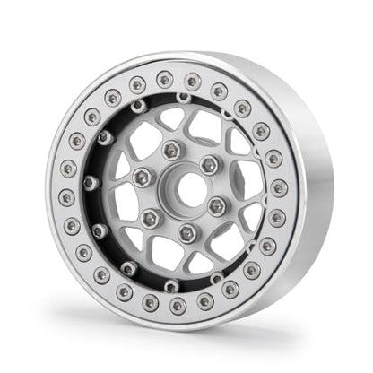 4PCS 1.9" Beadlock Wheels Rims Set, Matte Silver + Matte Black | Aluminum Alloy, Upgrade Parts, For 1/10 Axial SCX10 CC01 D90 TRX4, RC Crawler Car - color: Matte Silver + Matte Black