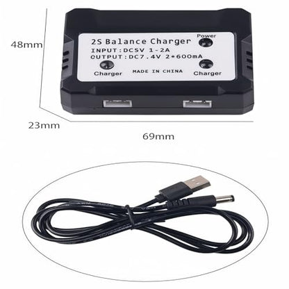 7.4v Li-po Battery Charger 2S Balance Li-ion Charger 600mAh for SCX24 SCX10 Wltoys Deerc RC Car Truck Drone Boat