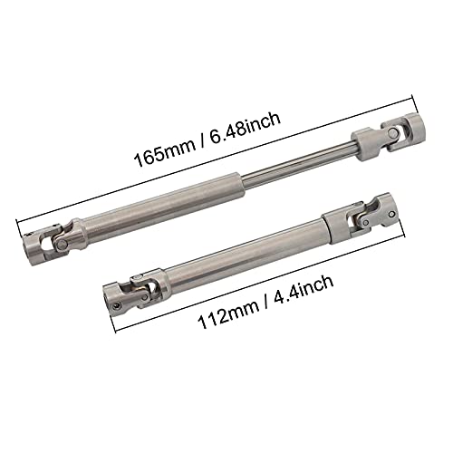 2Pcs Stainless Steel Drive Shafts 112-165mm for 1/10 RC Crawler | 4.4inch-6.47inch,Copper joint,Sturdy,Silver - size: 112mm-165mm