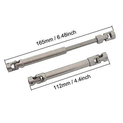 2Pcs Stainless Steel Drive Shafts 112-165mm for 1/10 RC Crawler | 4.4inch-6.47inch,Copper joint,Sturdy,Silver - size: 112mm-165mm