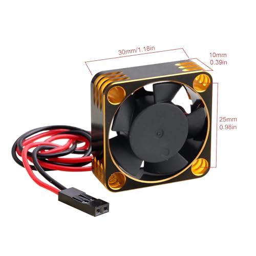 30mm RC Car Motor Cooling Fan Heatsink 28000RPM Brushless ESC Cooling Fan for RC Car Truck Buggy 1/8 1/10 540 550 Motors (Black-Gold) - color: Black-Gold