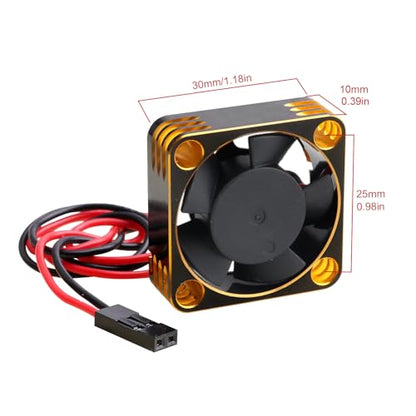 30mm RC Car Motor Cooling Fan Heatsink 28000RPM Brushless ESC Cooling Fan for RC Car Truck Buggy 1/8 1/10 540 550 Motors (Black-Gold) - color: Black-Gold