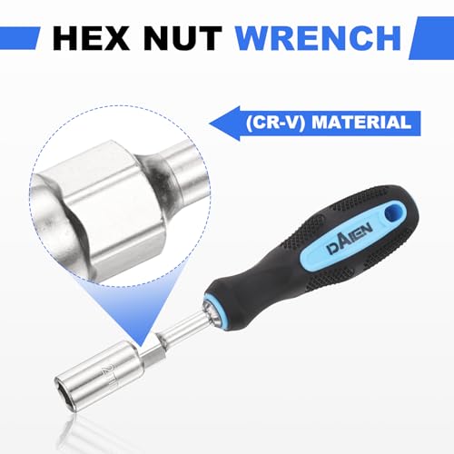 HARFINGTON Metric Nut Driver 8mm/10mm/12mm CR-V Non-Magnetic Detachable Tip Hollow Shafts Hex Socket Screwdriver with Anti-Slip Handle for Automobile Repair Bit Driver, Blue/Black - size: 8mm/10mm/12mm