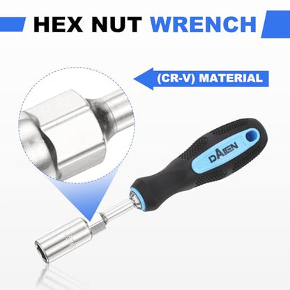 HARFINGTON Metric Nut Driver 8mm/10mm/12mm CR-V Non-Magnetic Detachable Tip Hollow Shafts Hex Socket Screwdriver with Anti-Slip Handle for Automobile Repair Bit Driver, Blue/Black - size: 8mm/10mm/12mm