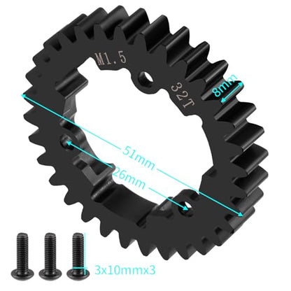Steel 32T M1.5 Main Spur Gear for Tra-xxas 1/5 X-Maxx 6S 8S 1/6 XRT | 1/10 E-Revo 2.0 RC Crawler Car Upgrade Parts