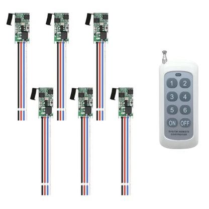 6 Channel Wireless Remote Switch Mini Wireless Switch DC 12V | 3A Relay Wireless Lights Switchs 5V/12V/24V 164Ft Long Distance, for LED Lights, Motors, Fans, and More - size: 6Way 3.6V-24V Mini Remote Switch
