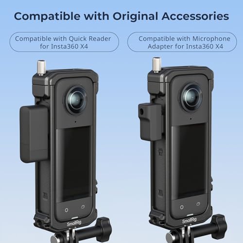 SMALLRIG Cage for Insta360 X4, Aluminum Protective Case for Insta 360 X4 with Silicone Lens Cover, Built-in Cold Shoe and 1/4"-20 Anti-Deflection Threaded Hole - 4278 - style: for Insta360 X4