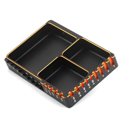 REDSPIDER High Strength Aluminum Alloy RC Screw Tray, Black and Gold, Used for RC Model Toy Repair, Spiral Tray nut Washer Storage Tool for RC car Ship Aircraft Models