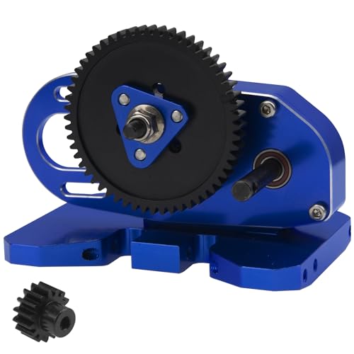 ShareGoo Aluminum 2Low Gearbox Middle Transmission w/Overdrive Gear for LCG Chassis Compatible with Axial SCX10 II III 90046 Capra TRX4 1/10 RC Crawler (Blue) - color: Blue