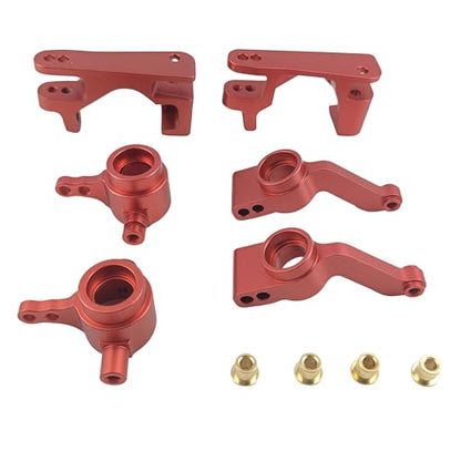C-Hubs Steering Blocks & Rear Carriers for Slash Stampede Rustler (Red) | Aluminum,4X4,4WD,RC Car,6837 6832 1952,CNC Machined,High Strength,Precision Fit