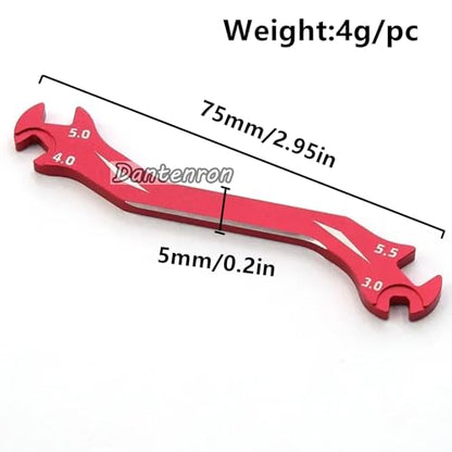 RC Multi-Function Wrench Turnbuckle Nut Ball Joint Remover 3mm 4mm 5mm 5.5mm Universal Repair Tool Aluminum Alloy for 1/10 1/8 1/24 Crawler Truck Off Road Car Boat Drone Airplane (Red) - color: Red
