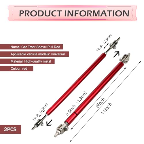 2 PCS Car Bumper Splitter Strut Rods, Adjustable 7.87" - 9.84" Automotive Splitter Strut Rods, Aluminum Alloy Bumper Lip Reinforcement Accessories, Universal for Most Cars (Red) - color: Red